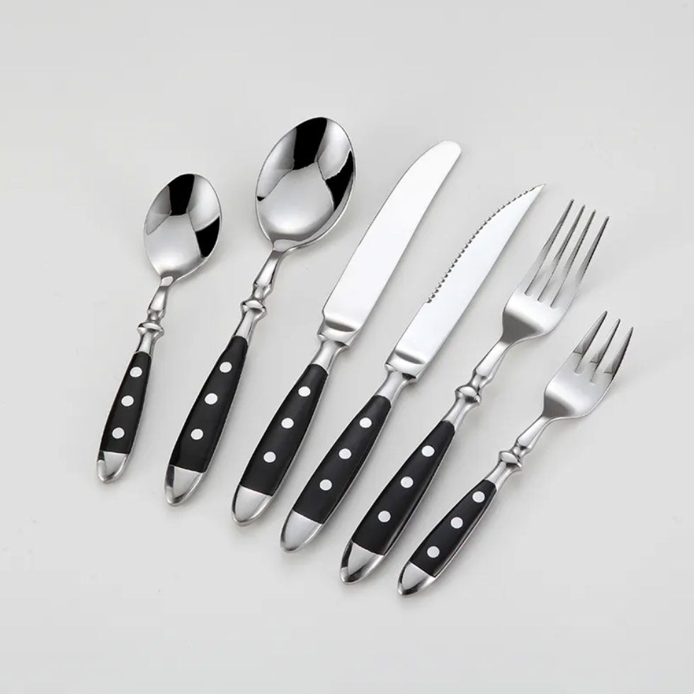 Nietengriff Stainless Steel Cutlery Set with Rivet Handles 4-Piece Fork Knife Spoon Set
