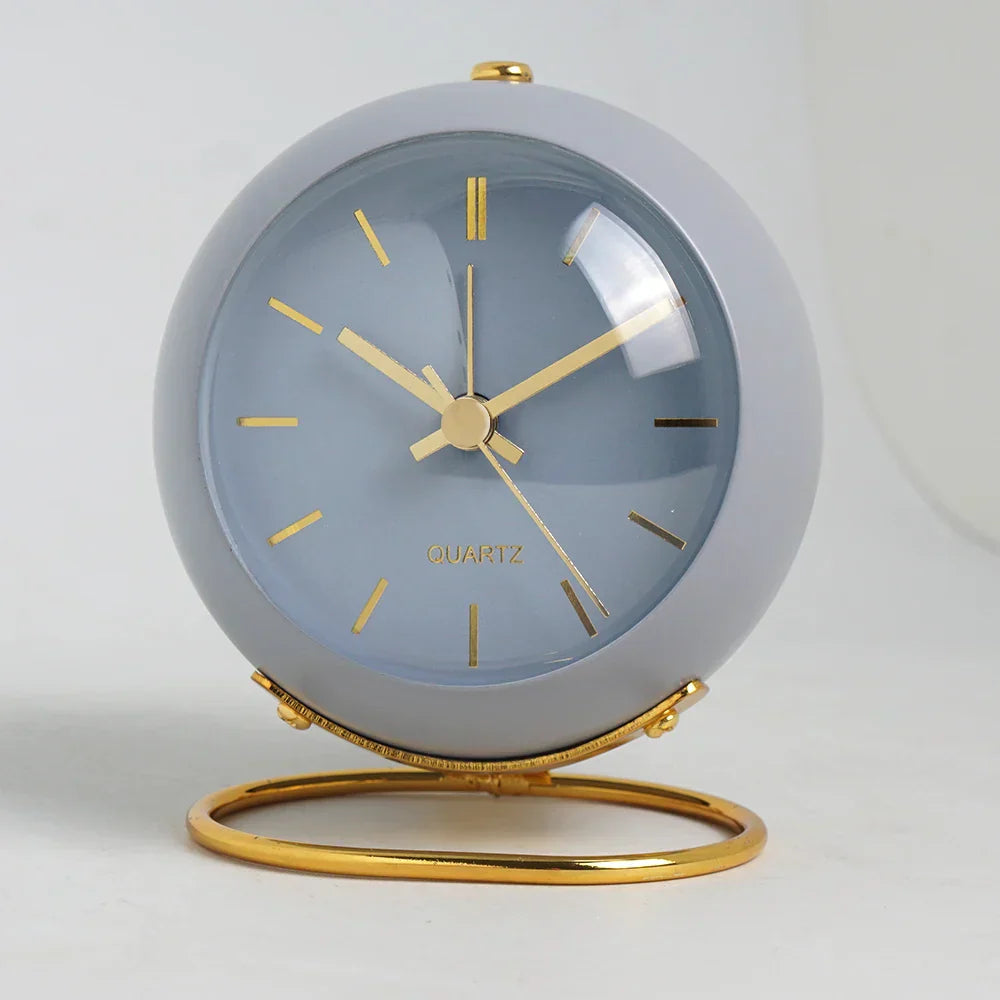 Minimalist Scandinavian Desk Clock Silent Quartz Movement Glowing Hands Metal Plastic Compact Design