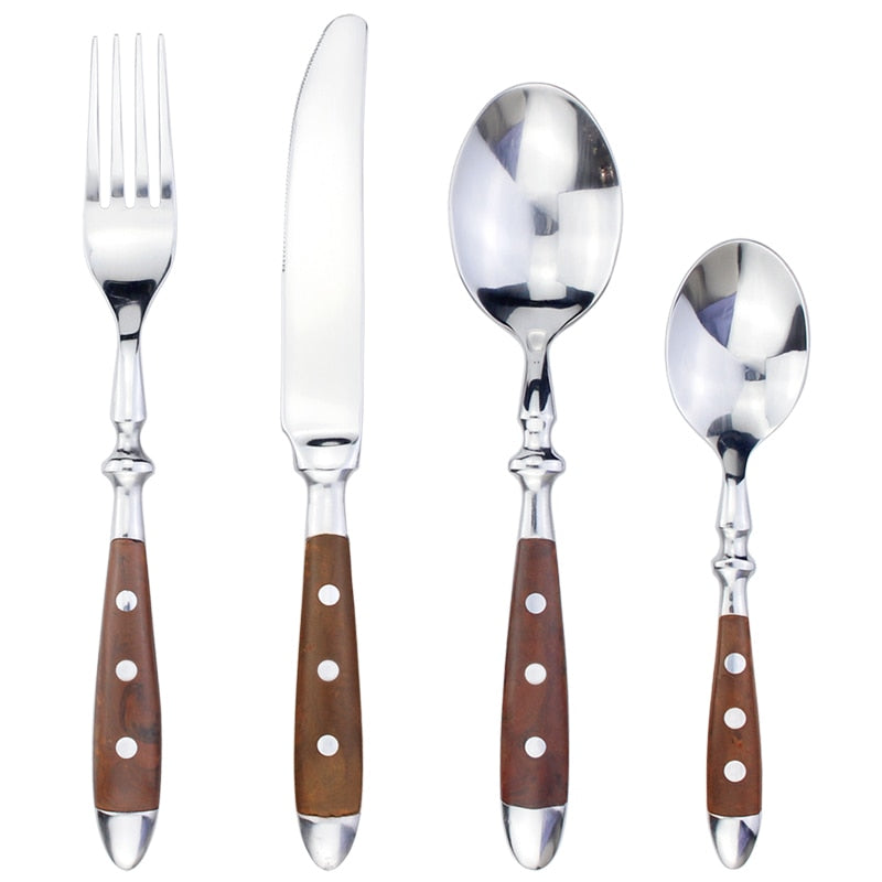 Nietengriff Stainless Steel Cutlery Set with Rivet Handles 4-Piece Fork Knife Spoon Set