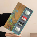 Hand-Painted Blue Ceramic Tea Set Porcelain Standard Size with Gift Box
