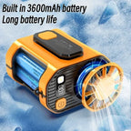 Portable Waist Fan with 5000mAh Battery, Hands-Free Neck and Belt Clip Fan with LED Light and Power Bank