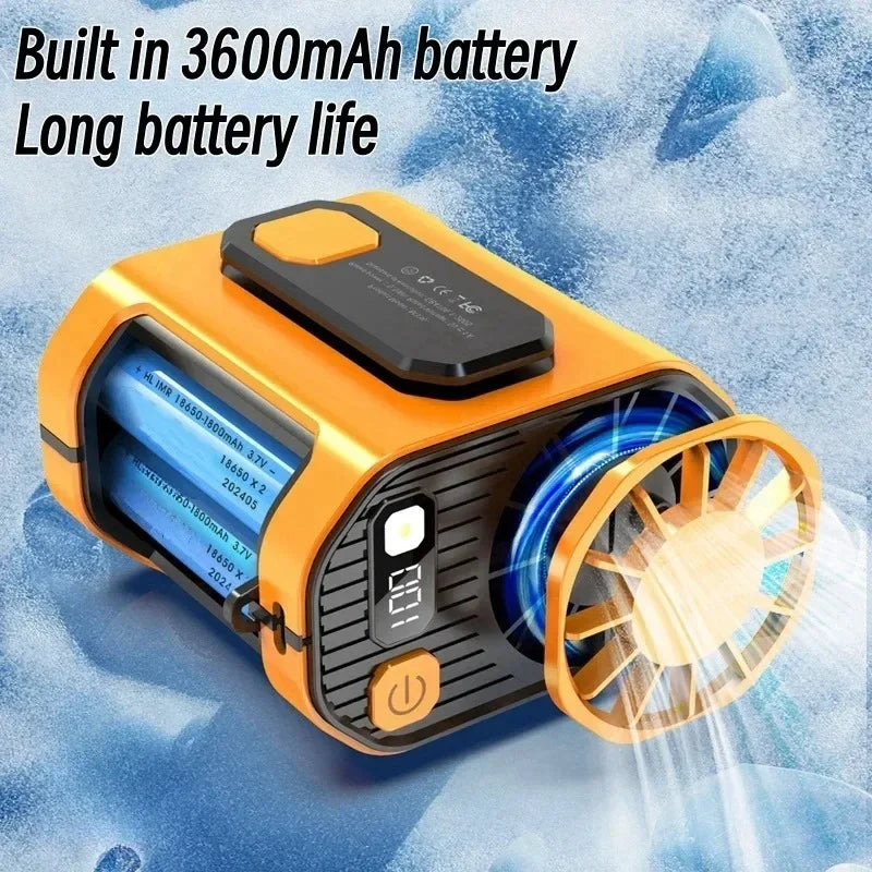 Portable Waist Fan with 5000mAh Battery, Hands-Free Neck and Belt Clip Fan with LED Light and Power Bank