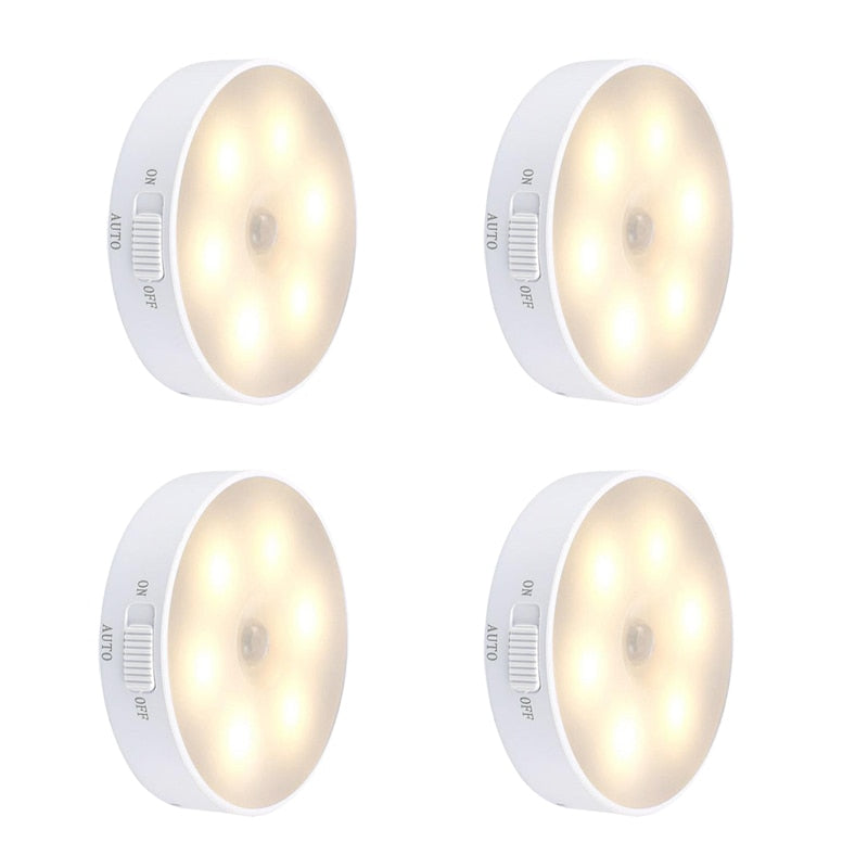 Sticky LED Motion Sensor Mini Night Lamp Round Battery Operated Warm Light