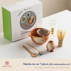 7-Piece Ceramic Matcha Tea Set Green Traditional Bowl Whisk Scoop for Tea Ceremony