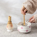 Cherry Blossom Ceramic Matcha Tea Set 5-Piece with Whisk Standard Size