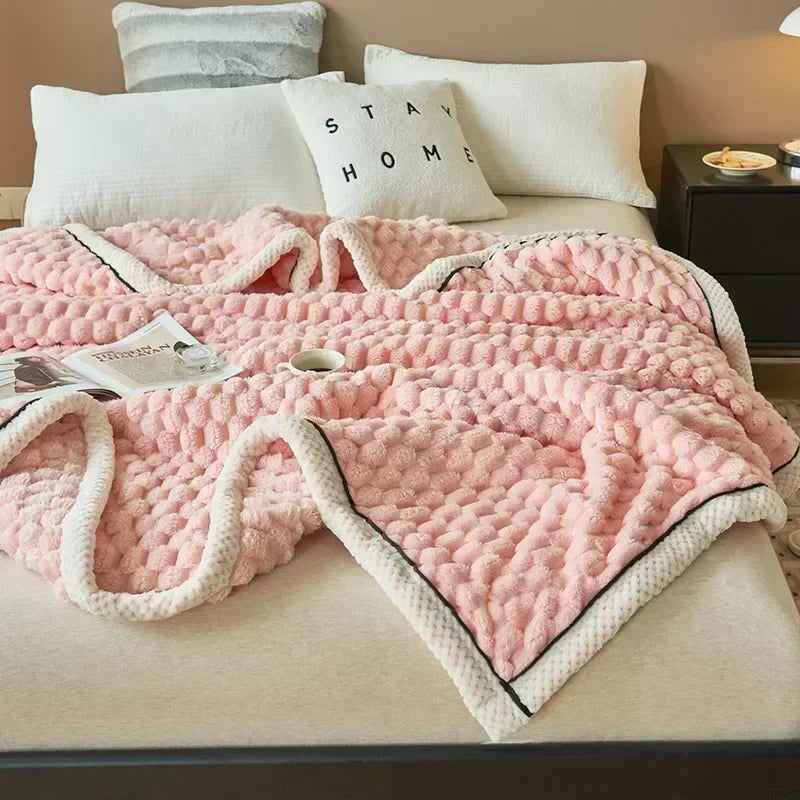 Cozy Flannel Blanket Soft Breathable Warm Throw for Couch and Bed Autumn Comfort