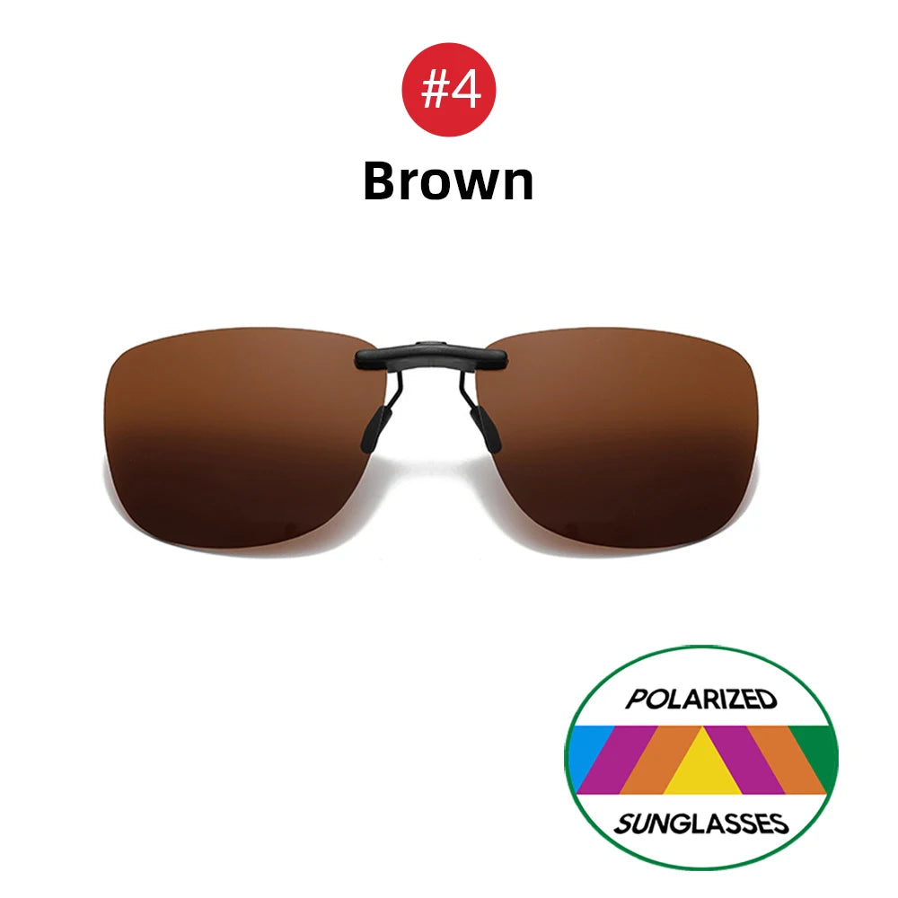 Clip-On Polarized Sunglasses UV400 with Square Frame for Prescription Glasses Driving Outdoor