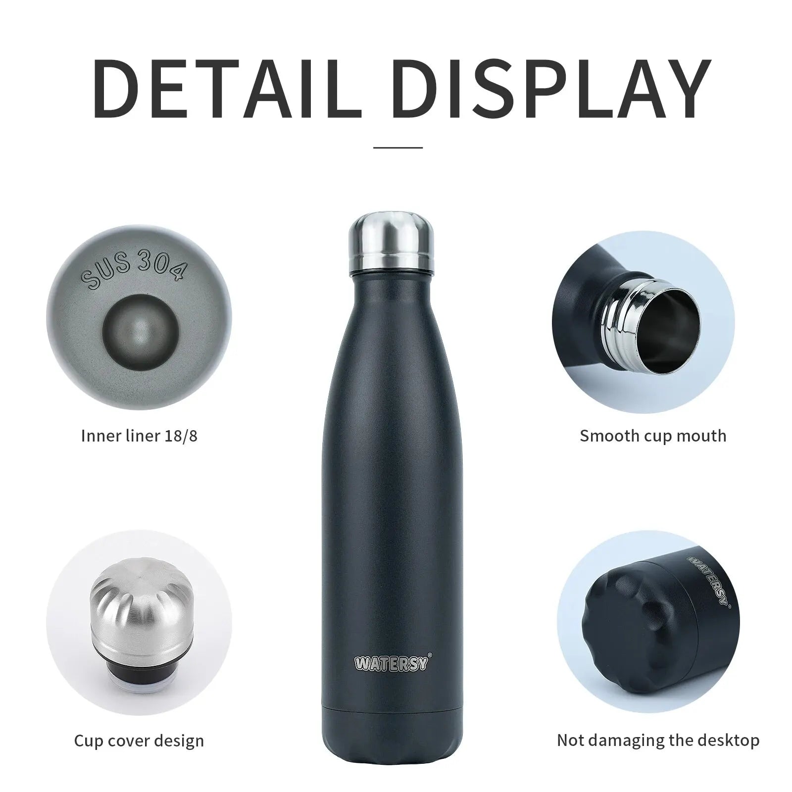 500ml Stainless Steel Insulated Water Bottle Double-Walled Vacuum Flask Hot Cold Retention