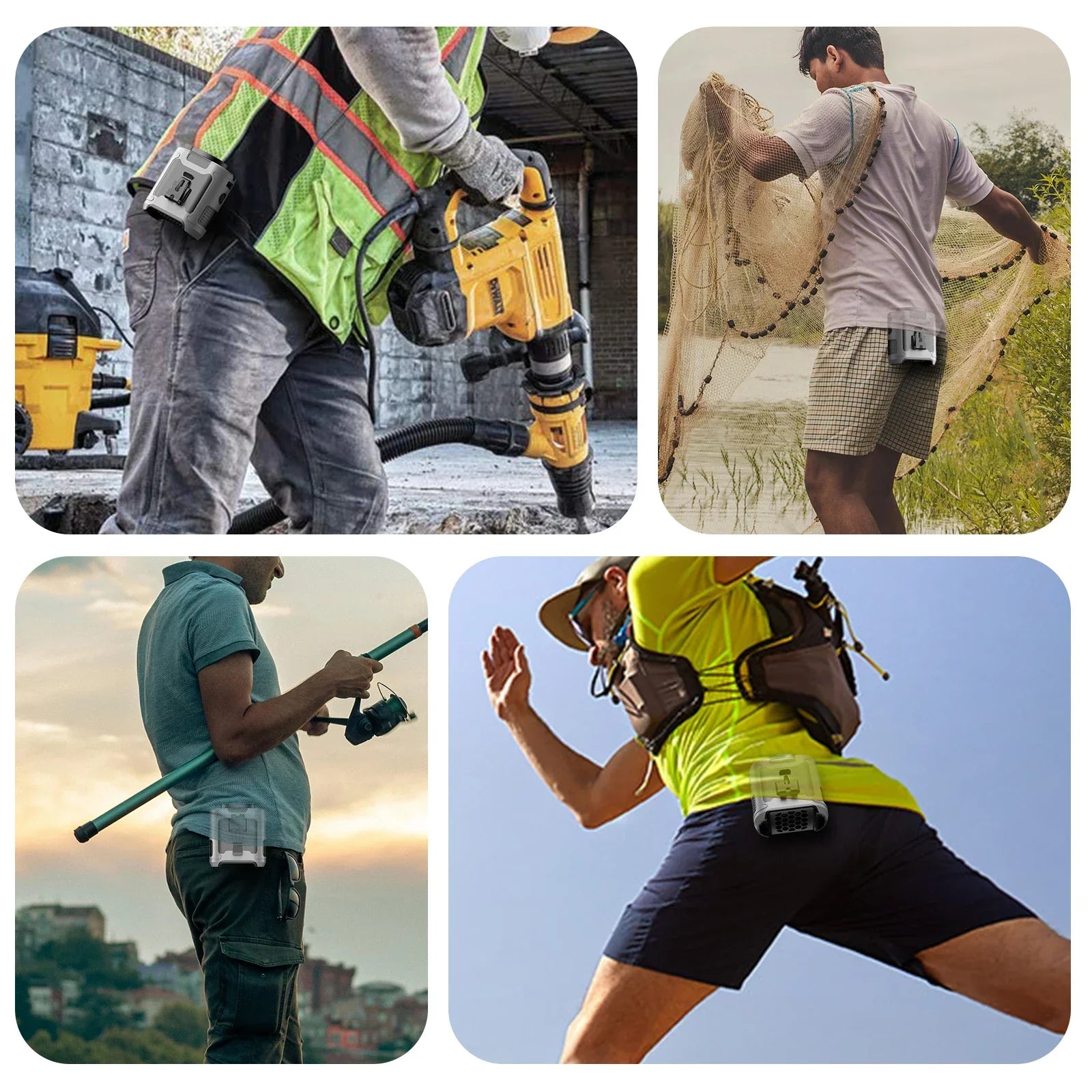 Portable Waist Fan with Power Bank 20000mAh, Hanging Neck Fan, LED Light, Strong Wind for Outdoor Work Sports