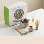 7-Piece Ceramic Matcha Tea Set Green Traditional Bowl Whisk Scoop for Tea Ceremony