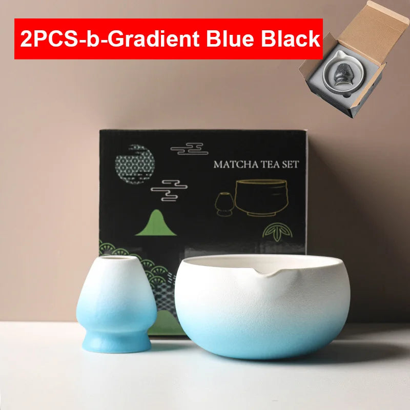 Japanese Ceramic Matcha Bowl Set 550ml Green with Pouring Spout and Whisk Holder for Tea Ceremony