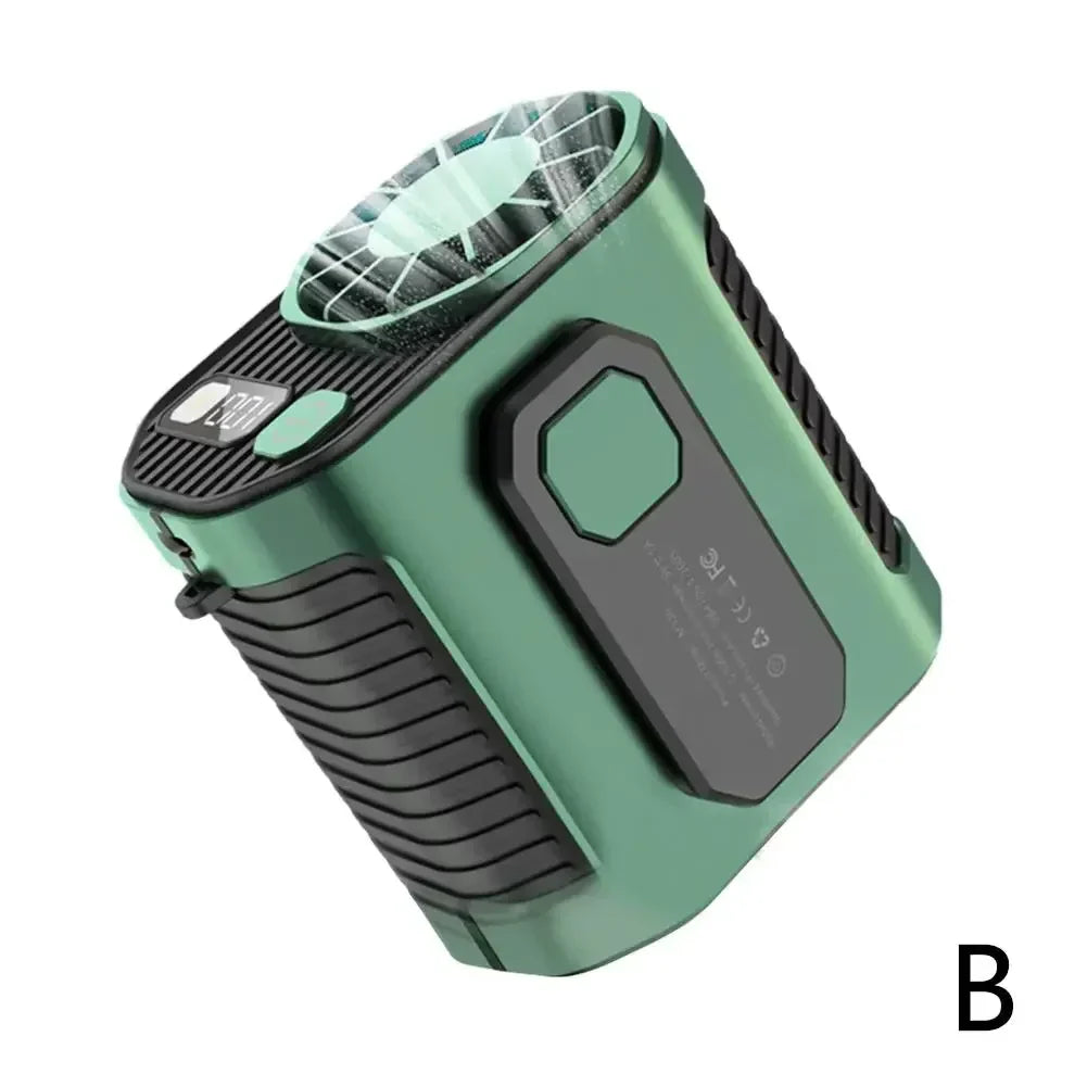 Portable Waist Fan with 5000mAh Battery, Hands-Free Neck and Belt Clip Fan with LED Light and Power Bank