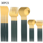 RefinedTable 30-Piece Cutlery Set Stainless Steel Dining Flatware Spoons Forks Knives
