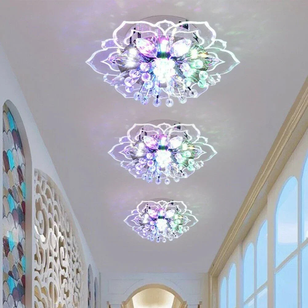 9W LED Colorful Crystal Flower Chandelier Modern Acrylic Ceiling Light for Living Room Bedroom