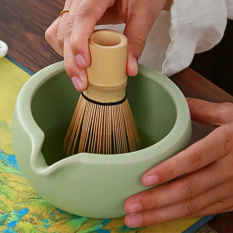 Complete Matcha Tea Set 10-Piece Bamboo Ceramic Stainless Steel Japanese Tea Tools