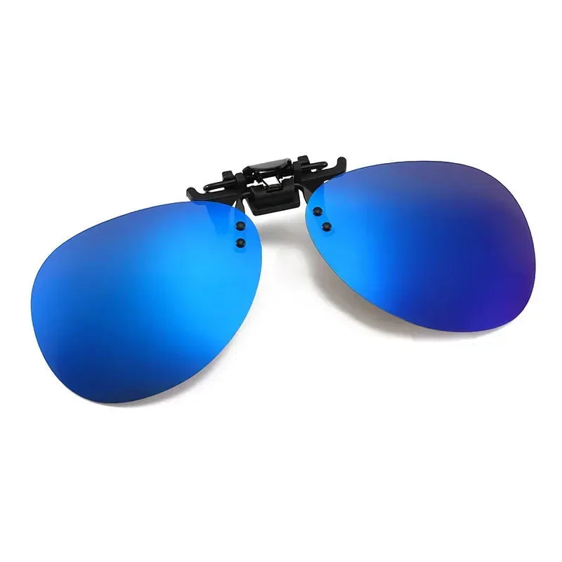 Polarized Clip-On Sunglasses Metal Vintage Square Frame UV400 Lens Glare Protection