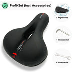 BicycleComfort Pro Ergonomic Bicycle Saddle Pain-Free Orthopedic Seat with Reflective Strip and Water-Resistant Synthetic Leather