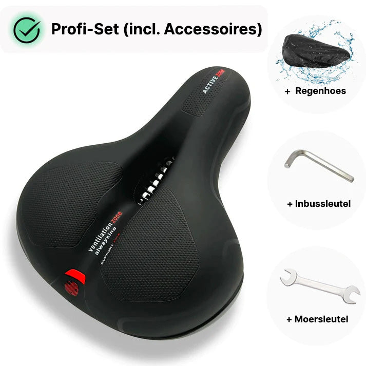 BicycleComfort Pro Ergonomic Bicycle Saddle Pain-Free Orthopedic Seat with Reflective Strip and Water-Resistant Synthetic Leather
