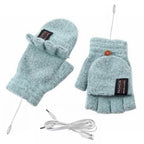USB Rechargeable Heated Gloves Knitted Fabric One Size Fits Most Adjustable Heat Levels