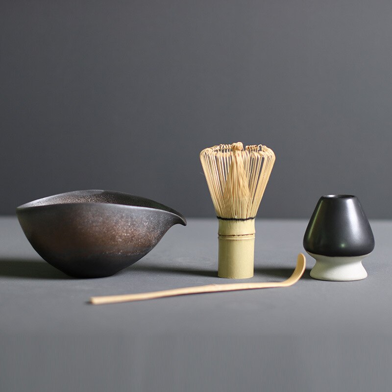 Traditional Matcha Tea Set Bamboo Whisk Ceramic Bowl Wooden Spoon for Authentic Tea Ceremony