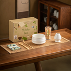 7-Piece Matcha Tea Set Bamboo Whisk Ceramic Bowl Scoop Traditional Gift Box