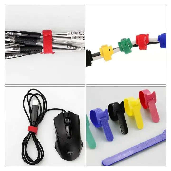 Self-Adhesive Reusable Nylon Cable Organizer Straps 20cm 50 Pieces Multicolor