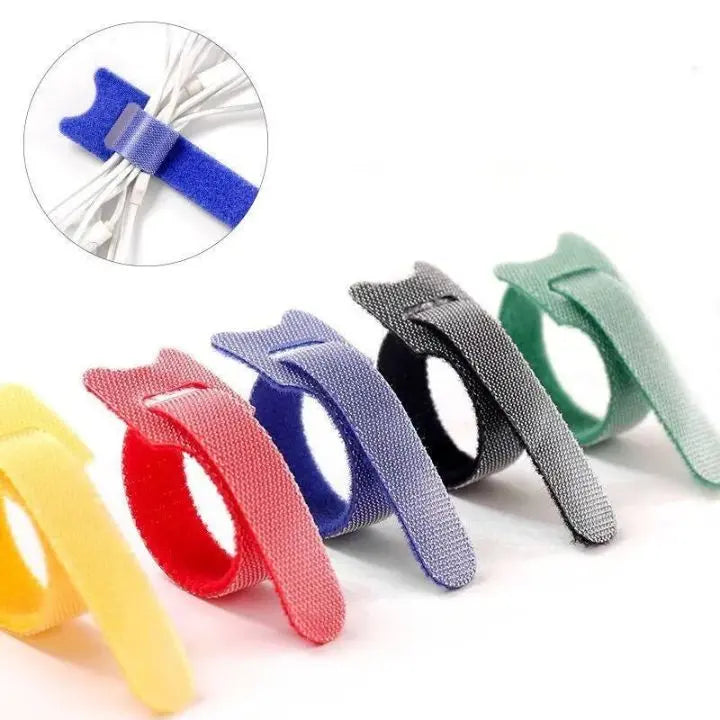 Self-Adhesive Reusable Nylon Cable Organizer Straps 20cm 50 Pieces Multicolor
