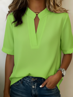 Harrow Serena women's v-neck casual blouse with short sleeves, perfect for summer, in a lightweight, flowy fabric.