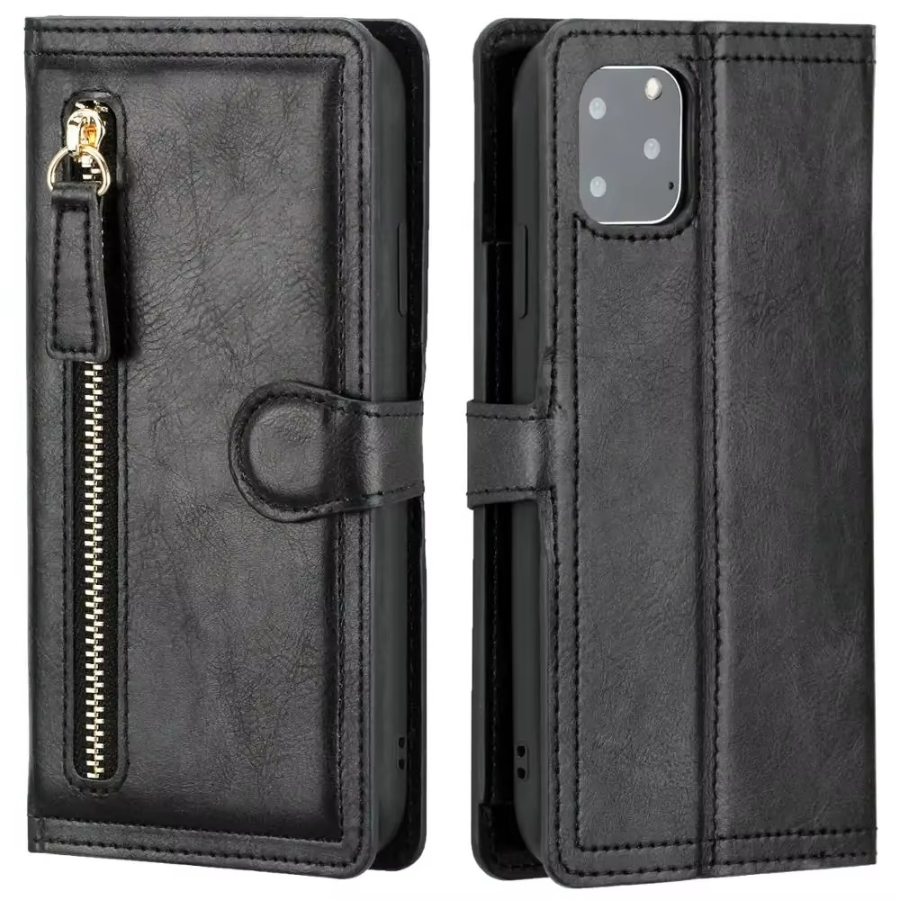 Premium Leather iPhone Flip Wallet Case with Card Slots and Stand Compatible with iPhone 11 to 16 Pro Max