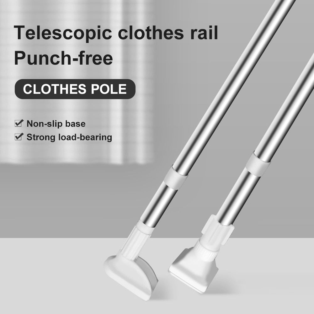 Adjustable Telescopic Clothes Hanger Rod Space Saver Metal Closet Organizer 50-80cm