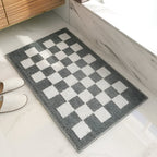 Harrow Plush Microfiber Checkered Bath Mat Black and White Machine Washable Eco-Friendly