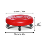 360 Degree Rotating Rolling Stool with PU Leather Cushion and Adjustable Height, Black Blue Red