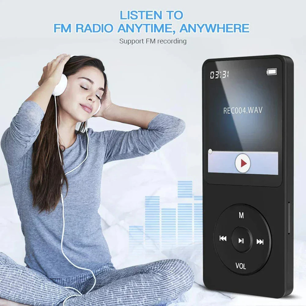 Wireless MP3 Player with Bluetooth 5.4, HiFi Lossless Sound, 1.8-Inch Screen, Expandable Storage up to 128GB