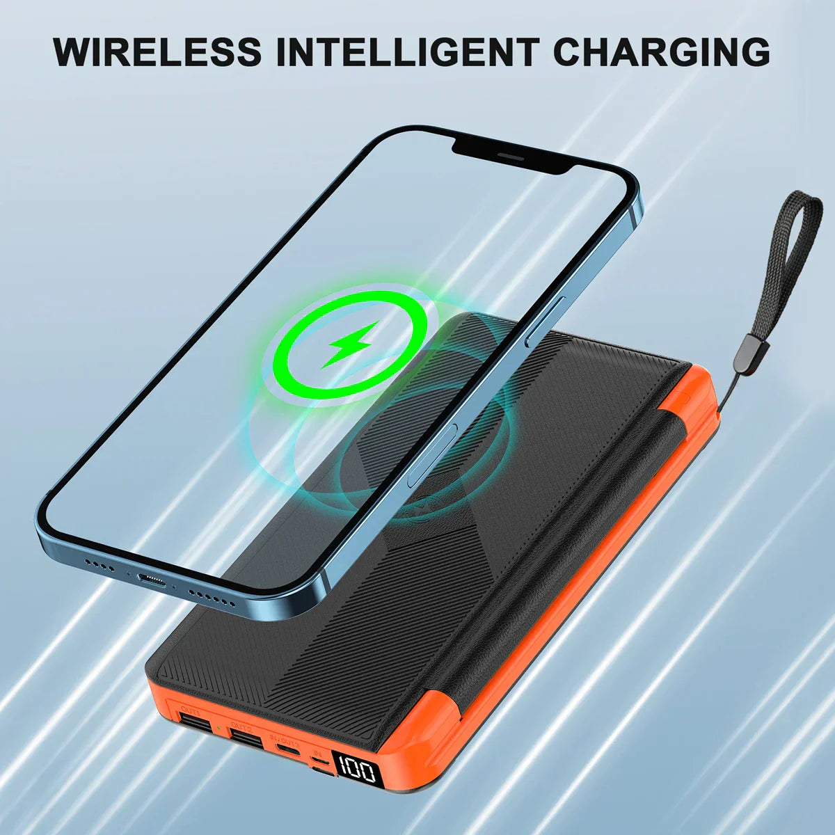 Solar Fast Charging Portable Power Bank 20000mAh Large Capacity Solar Charger with Compass and Lanyard