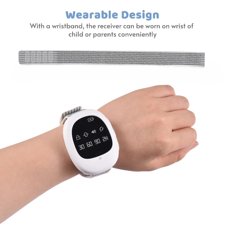 Wireless Bedwetting Alarm with Adjustable Vibration and Sound Modes White
