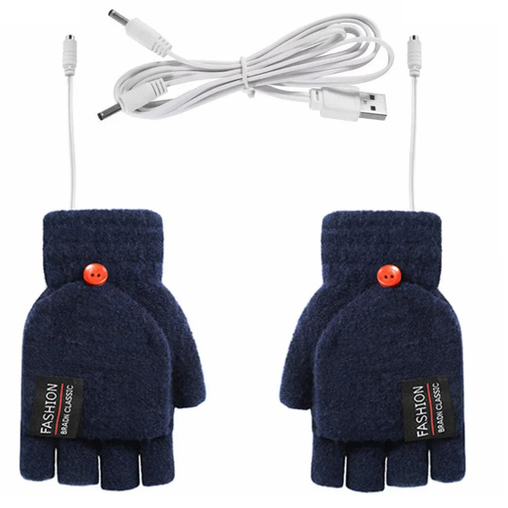 USB Rechargeable Heated Gloves Warm Wave Technology Unisex Knitted Winter Gloves One Size