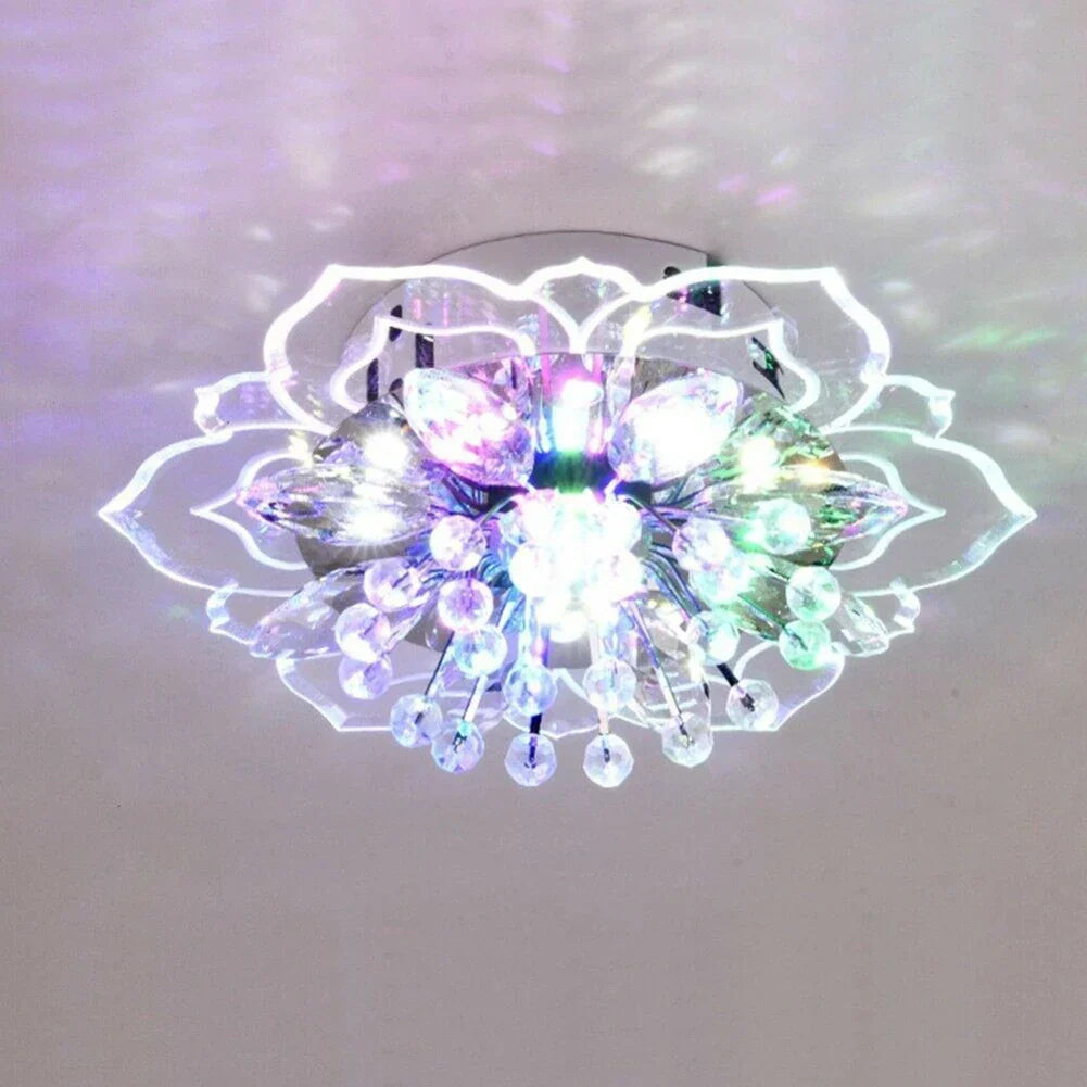 9W LED Colorful Crystal Flower Chandelier Modern Acrylic Ceiling Light for Living Room Bedroom