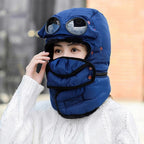 Thermal Windproof Face Covering Beanie Soft Cotton Polyester Blend Winter Hat