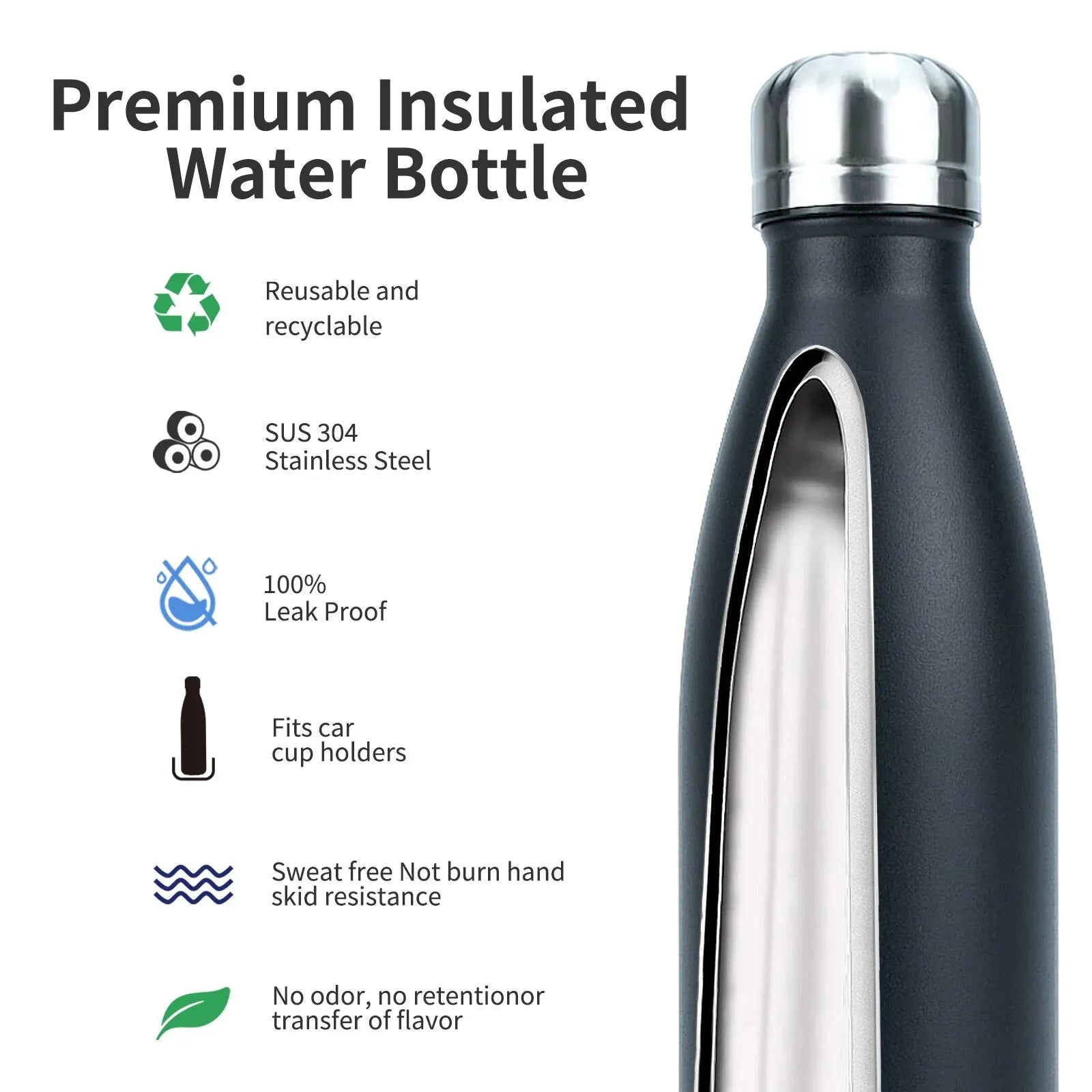 500ml Stainless Steel Insulated Water Bottle Double-Walled Vacuum Flask Hot Cold Retention