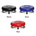 360 Degree Rotating Rolling Stool with PU Leather Cushion and Adjustable Height, Black Blue Red