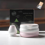 Japanese Ceramic Matcha Bowl Set 550ml Green with Pouring Spout and Whisk Holder for Tea Ceremony
