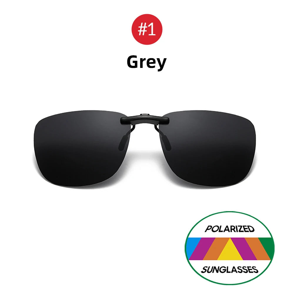 Clip-On Polarized Sunglasses UV400 with Square Frame for Prescription Glasses Driving Outdoor
