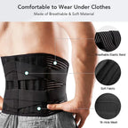 OrthoFlexa Back Support Belt 360° Lumbar Brace with Memory Aluminum & Steel Springs Adjustable Black Gray