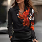 Shannon V-neck casual blouse for women in shiny fabric, styled with a relaxed fit, suitable for summer wear.