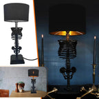Gothic Skeleton Table Lamp USB Powered Resin and Textile Indoor Light 35cm Height