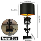 Gothic Skeleton Table Lamp USB Powered Resin and Textile Indoor Light 35cm Height
