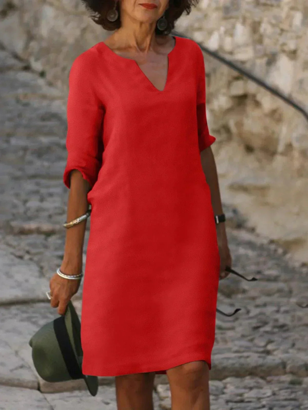 Elegant Skylar V-neck dress for women by Harrow, featuring a flowy summer design with a stylish V-neckline.