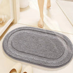 Soft Microfiber Oval Bath Mat Non-Slip Quick-Drying Bathroom Rug for Comfort and Safety