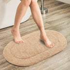 Soft Microfiber Oval Bath Mat Non-Slip Quick-Drying Bathroom Rug for Comfort and Safety