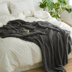 SoftNest Minimalist Knit Throw Blanket Microfiber Blend 51x63 Soft Cozy All-Season Solid Color